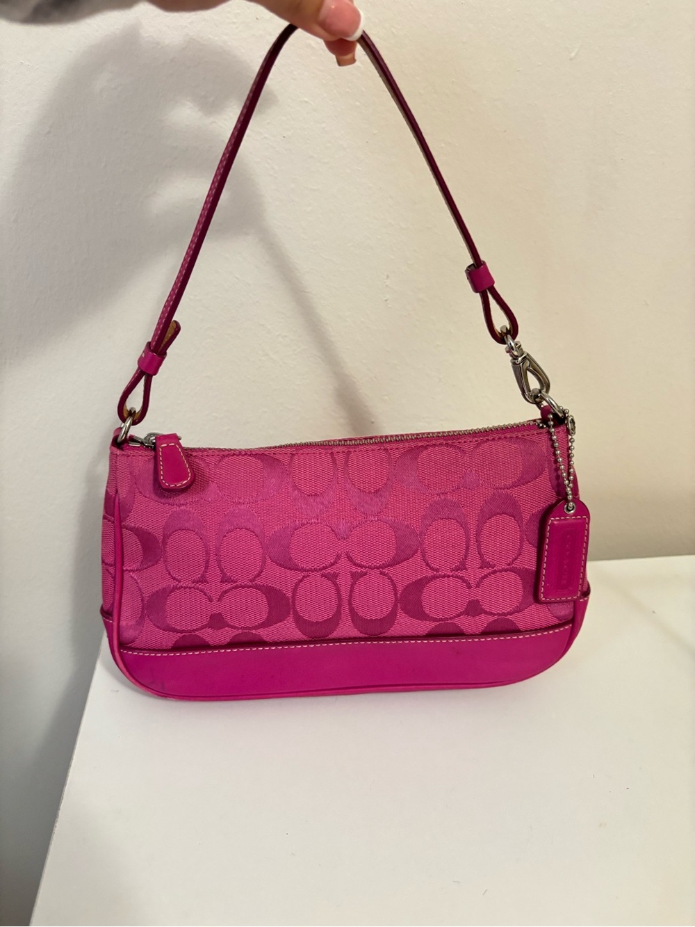 Coach Pink Signature Jacquard Shoulder Bag